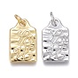 Brass Pendants, with Jump Rings, for Valentine's Day, Long-Lasting Plated, Rectangle with Word Love