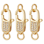 3шт. латунные микропаве прозрачные кубические цирконии застежки-лобстеры, с прыжковых колец, долговечный