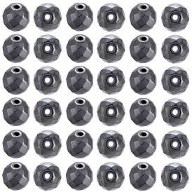 60шт. немагнитные синтетические гематитовые бусины, класс А, граненые, круглые