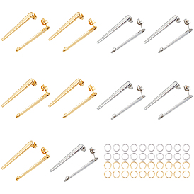 Unicraftale 20Pcs 2 Color 304 Stainless Steel Stud Earring Findings with Loop, with 40Pcs 304 Stainless Steel Open Jump Rings
