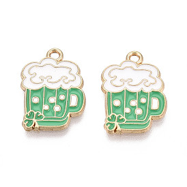 Подвески из сплава с эмалью ко Дню Святого Патрика, подвески на пивные бокалы, золотые, без кадмия, без никеля и без свинца