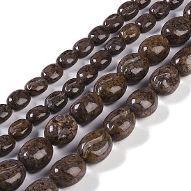 Natural Red Snowflake Obsidian Beads Strands, Coffee Bean