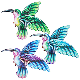 CREATCABIN 3Pcs 3 Colors Iron Hummingbird Hanging Ornaments, for Home Wall Decoration