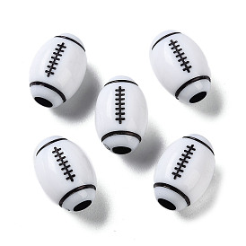 Opaque Acrylic European Beads, Craft Style, Large Hole Beads, Rugby