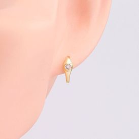 925 Sterling Silver Heart-shaped Zircon Hoop Earrings for Women, Sleep with Them On