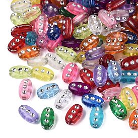 Пластиковые овальные бусины, серебристого металла, обвитыми