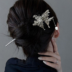 Butterfly Hairpin Niche Simple Hairpin Hair Accessories Women's Modern Updo Hanfu Wheat Pearl Tassel Hairpin