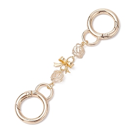 Rose Flower & Bowknot Brass Bag Extension Chains, with Alloy Spring Gate Rings