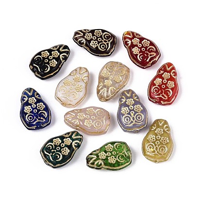 Стеклянные бусины в виде птиц, золотой металл обвитыми