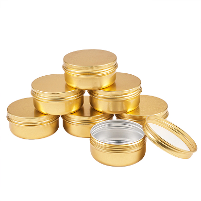 Round Aluminium Tin Cans, Aluminium Jar, Storage Containers for Cosmetic, Candles, Candies, with Screw Top Lid