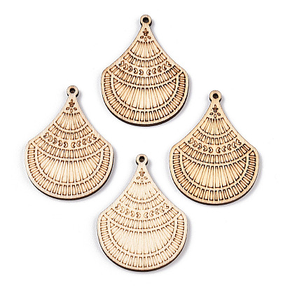 Подвески из неокрашенного натурального дерева тополя, полые подвески в форме слезы