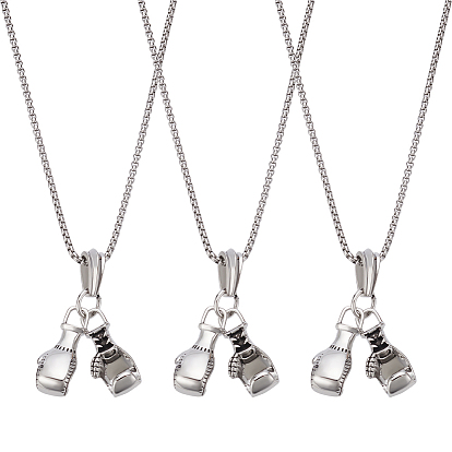 4 шт. ожерелья с подвесками из сплава перчаток, с железными цепями