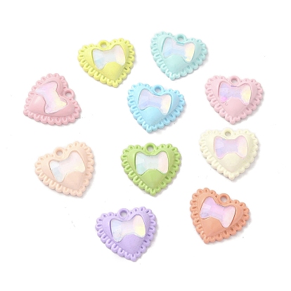 Spray Painted Alloy Pendants, with Rhinestone, Cadmium Free & Nickel Free & Lead Free, Heart