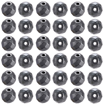 60шт. немагнитные синтетические гематитовые бусины, класс А, граненые, круглые