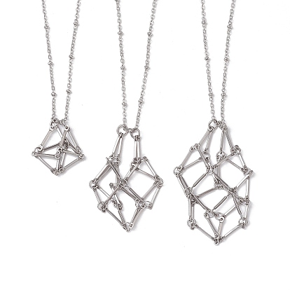 3 шт. 3 размеры, плетеная цепочка из нержавеющей стали, сумка для макраме, пустой держатель для камня, изготовление кулона, ожерелья