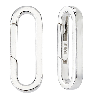 2 шт. 925 Кольца с пружинным затвором из стерлингового серебра, овальные
