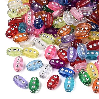 Пластиковые овальные бусины, серебристого металла, обвитыми