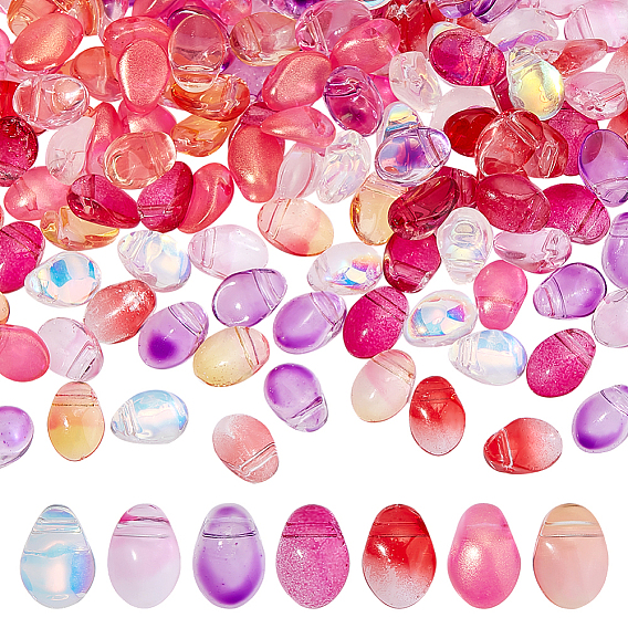 140 шт 7 цвета прозрачные стеклянные брелоки, овальные