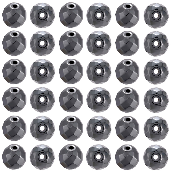 60шт. немагнитные синтетические гематитовые бусины, класс А, граненые, круглые