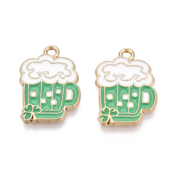 Подвески из сплава с эмалью ко Дню Святого Патрика, подвески на пивные бокалы, золотые, без кадмия, без никеля и без свинца