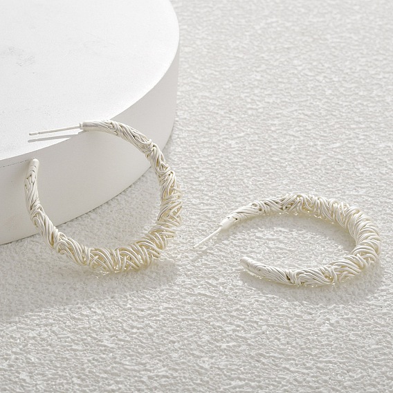 Текстурированные серьги-кольца из латуни в форме буквы С для женщин