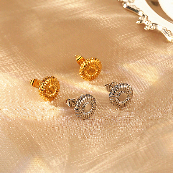 304 Stainless Steel Stud Earring, Sunflower