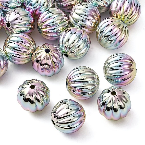 Непрозрачные акриловые бусины с УФ-покрытием, радужный, тыква