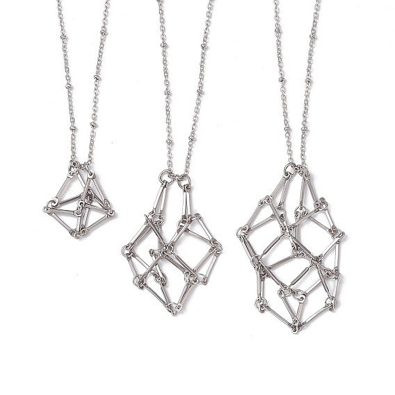 3 шт. 3 размеры, плетеная цепочка из нержавеющей стали, сумка для макраме, пустой держатель для камня, изготовление кулона, ожерелья