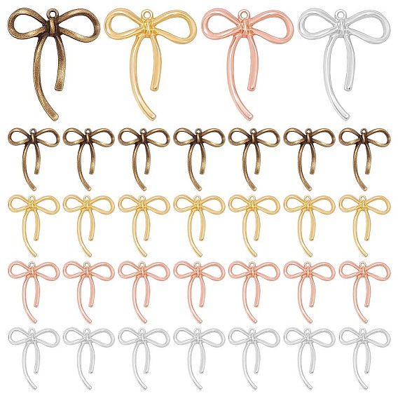 160 шт 4 цвета подвески из цинкового сплава в тибетском стиле, бантом прелести