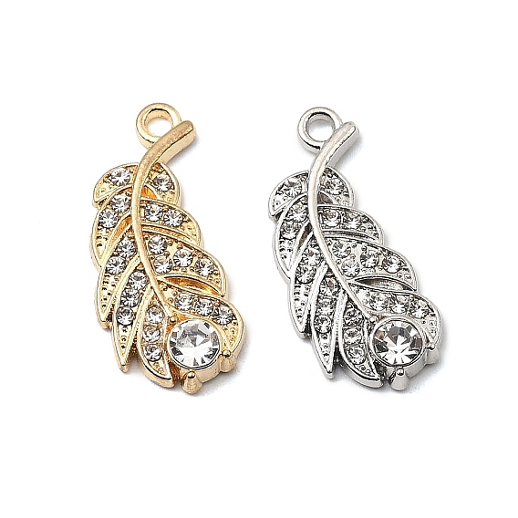 Подвески из сплава и страза, перо