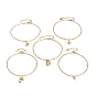 Ocean Theme PVD Vacuum Plating 304 Stainless Steel Charm Anklets, with Rolo Chains and Lobster Claw Clasps, Mixed Shapes