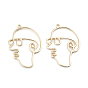 Alloy Open Back Bezel Pendants, For DIY UV Resin, Epoxy Resin, Pressed Flower Jewelry, Abstract Face