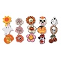 Halloween Printed Acrylic Big Pendants, with Iron Ring, Platinum