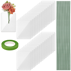 1 рулон крепированной бумаги, для упаковки бумажных цветков, В комплекте: 15 пластиковых и железных стеблей для цветов и 30 ПВХ держателей для визитных карточек., украшение diy party