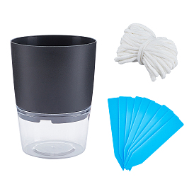 AHANDMAKER PP Plastic Automatic Water Absorption Flowerpot, with Cotton Cord & Plastic Plant Labels