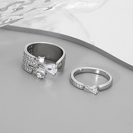 Латунные микропаве кубические цирконии манжеты открытые кольца для женщин, платина