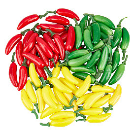 72Pcs 3 Colors Foam Hot Pepper Miniature Ornaments, Micro Landscape Home Dollhouse Accessories, Pretending Prop Decorations