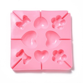 DIY Lollipop Making Food Grade Silicone Molds, Candy Molds, Flower, Heart & Bowknot, 8 Cavities