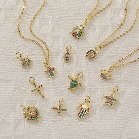 Women's Jewelry Copper Micropaved Colored Zirconia Mini Pendant Versatile Personalized Necklace