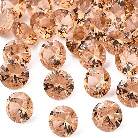 Cubic Zirconia Charms, Faceted, Flat Round