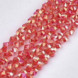 Electroplate Glass Beads Strands, Faceted, Diamond