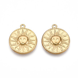 304 подвески из нержавеющей стали, ионное покрытие (ip), плоский круглый с солнечными чарами