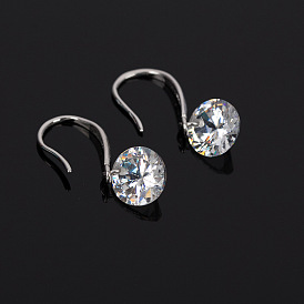 Sparkling Crystal Round Stud Earrings and Drop Dangle Earings Set - Elegant Jewelry for Women