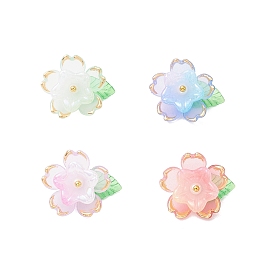 4 шт прозрачные акриловые подвески, цветок, с жемчугом из раковины 