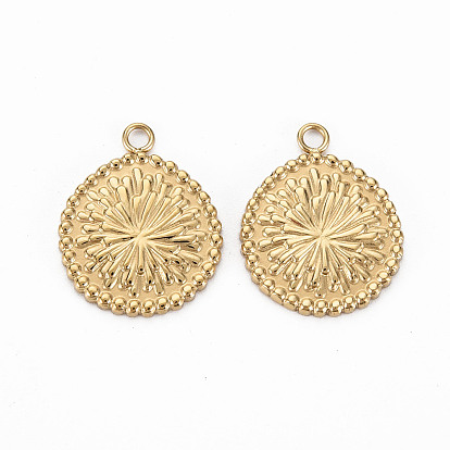 304 подвески из нержавеющей стали, без кадмия, без никеля и без свинца, плоские круглые с цветком