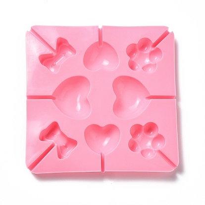 DIY Lollipop Making Food Grade Silicone Molds, Candy Molds, Flower, Heart & Bowknot, 8 Cavities