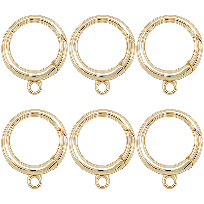 6шт. латунные пружинные кольца-затворы, долговечный, без свинца и без кадмия, стойки покрытие, плоско-круглые