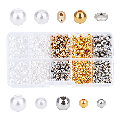 810pcs 9 styles de perles en plastique, rond et larme et plat rond