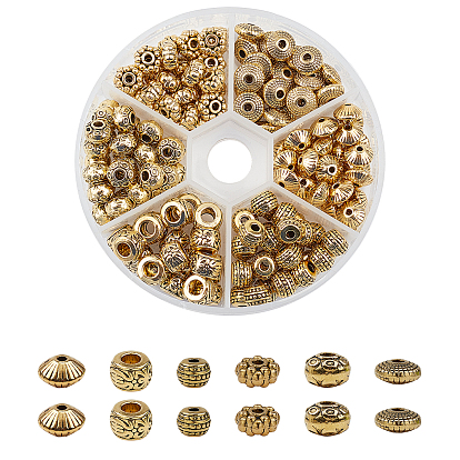 Tibetan Style Alloy Spacer Beads, Lead Free, Rondelle & Bicone & Flower
