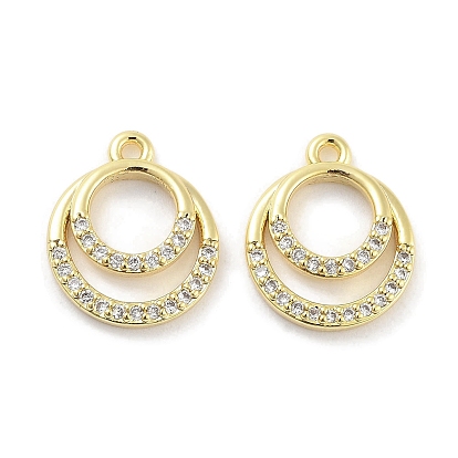 Латунные микропаве прозрачные подвески с фианитом, плоско-круглые
